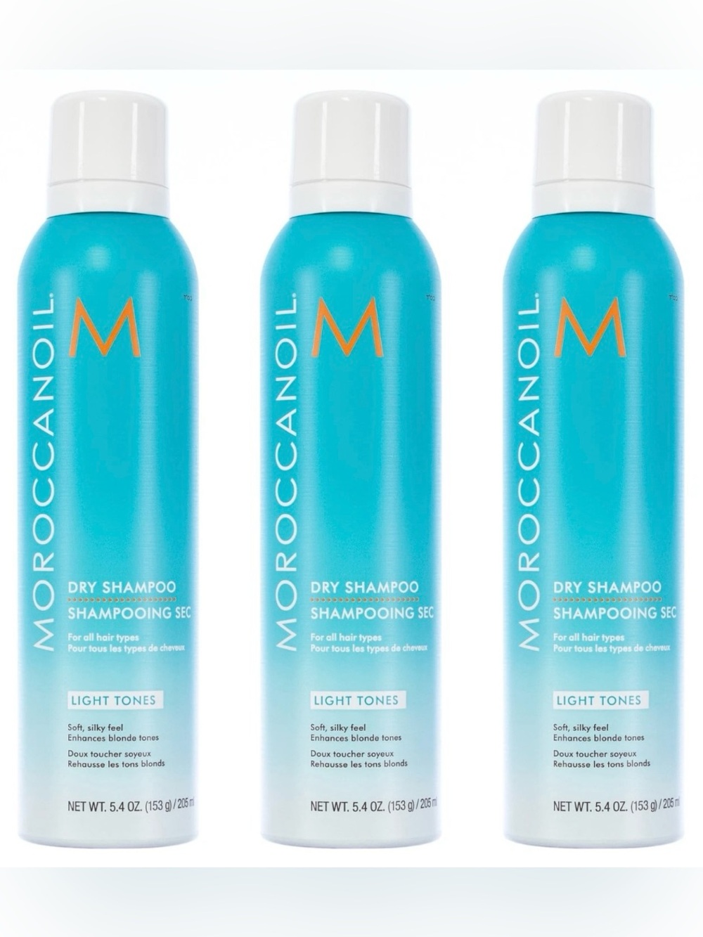 Moroccanoil Dry Shampoo LIGHT Tones 5.4 oz Largest Size SET Of 3 BRAND NEW!